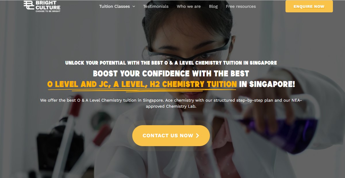 Bright Culture - Trusted Chemistry Tuition Centre in Singapore